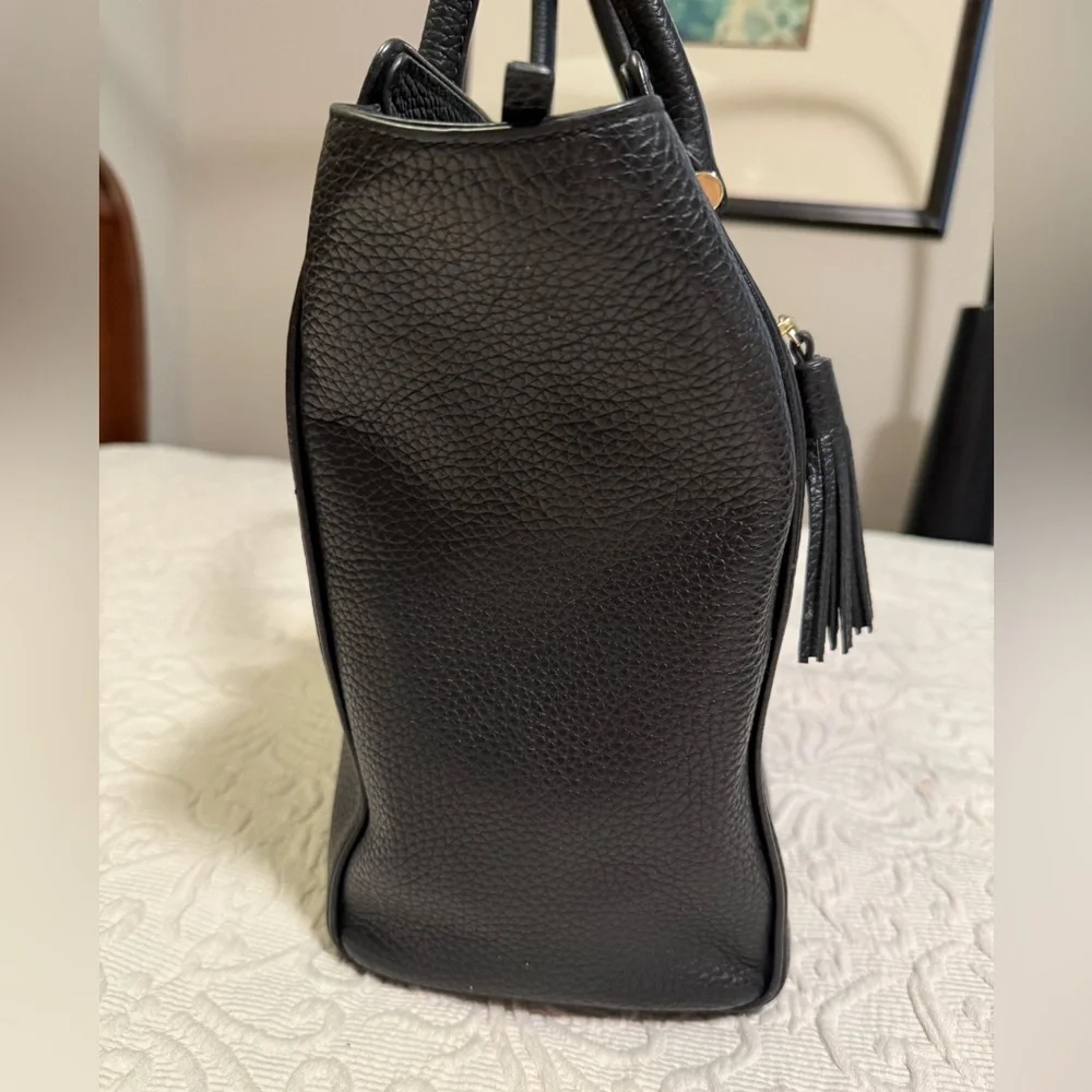 kate spade Black Pebbled Leather Satchel with Gold Hardware